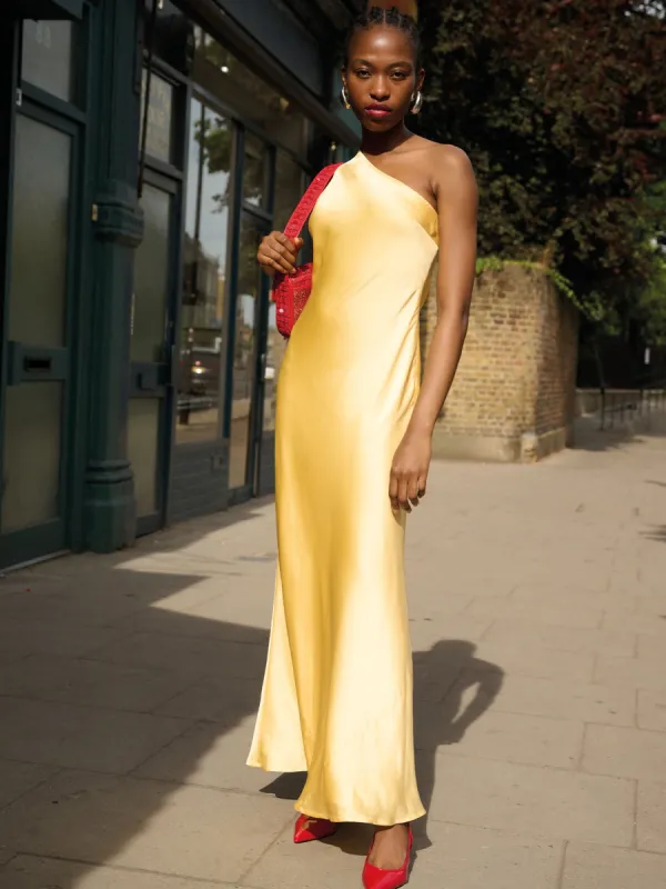 lemon one shoulder dress One Shoulder Dynamic Dress