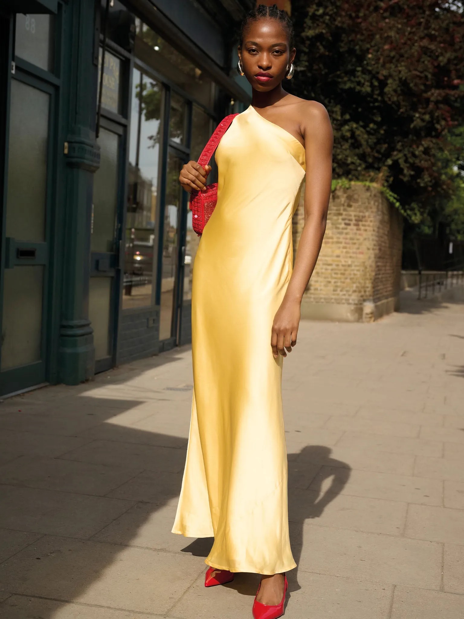 Uma One Shoulder Dress in Lemon Yellow | Parallel