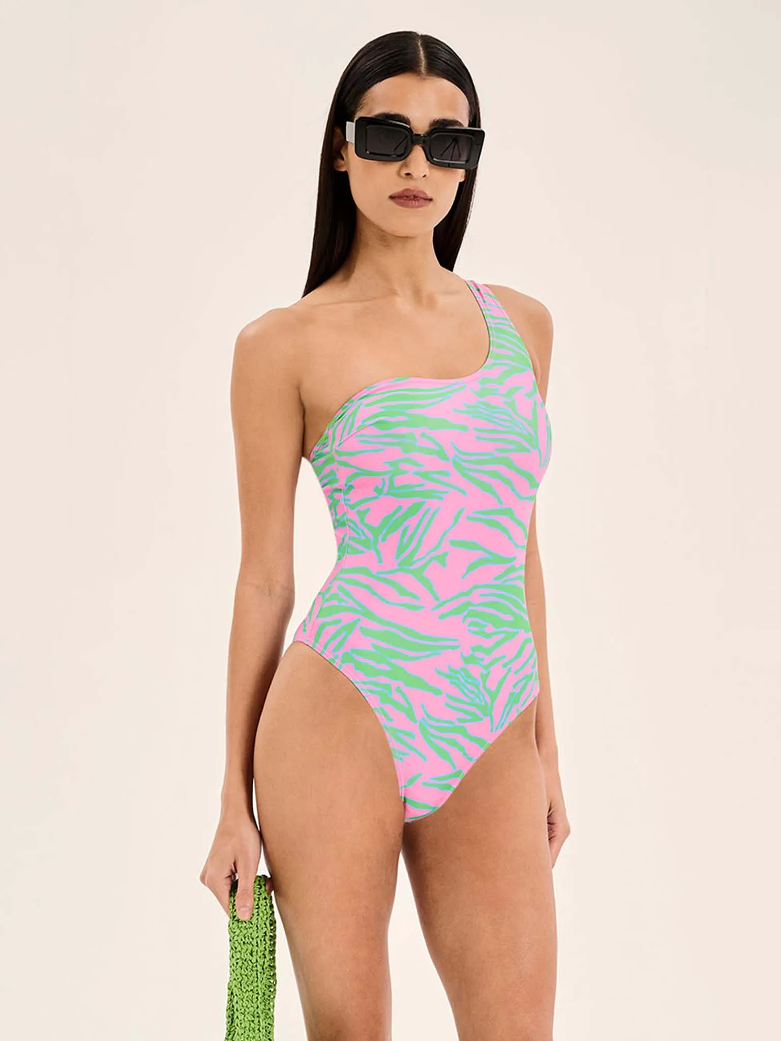 Limited Edition Zadie Tiger Print One Shoulder Swimsuit sold by Omnes