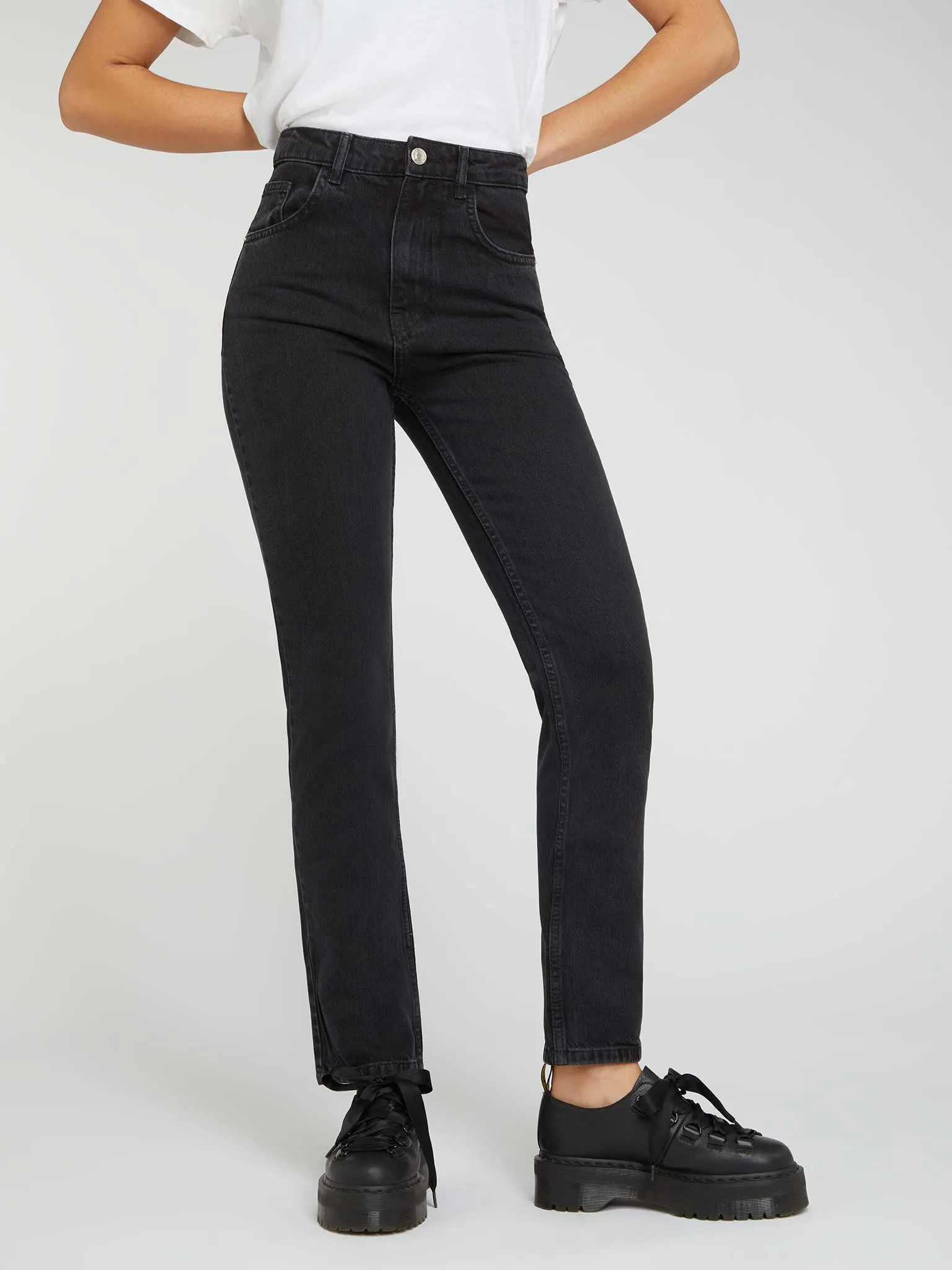 Marta High Rise Straight Jeans in Black sold by Omnes product image thumbnail 5