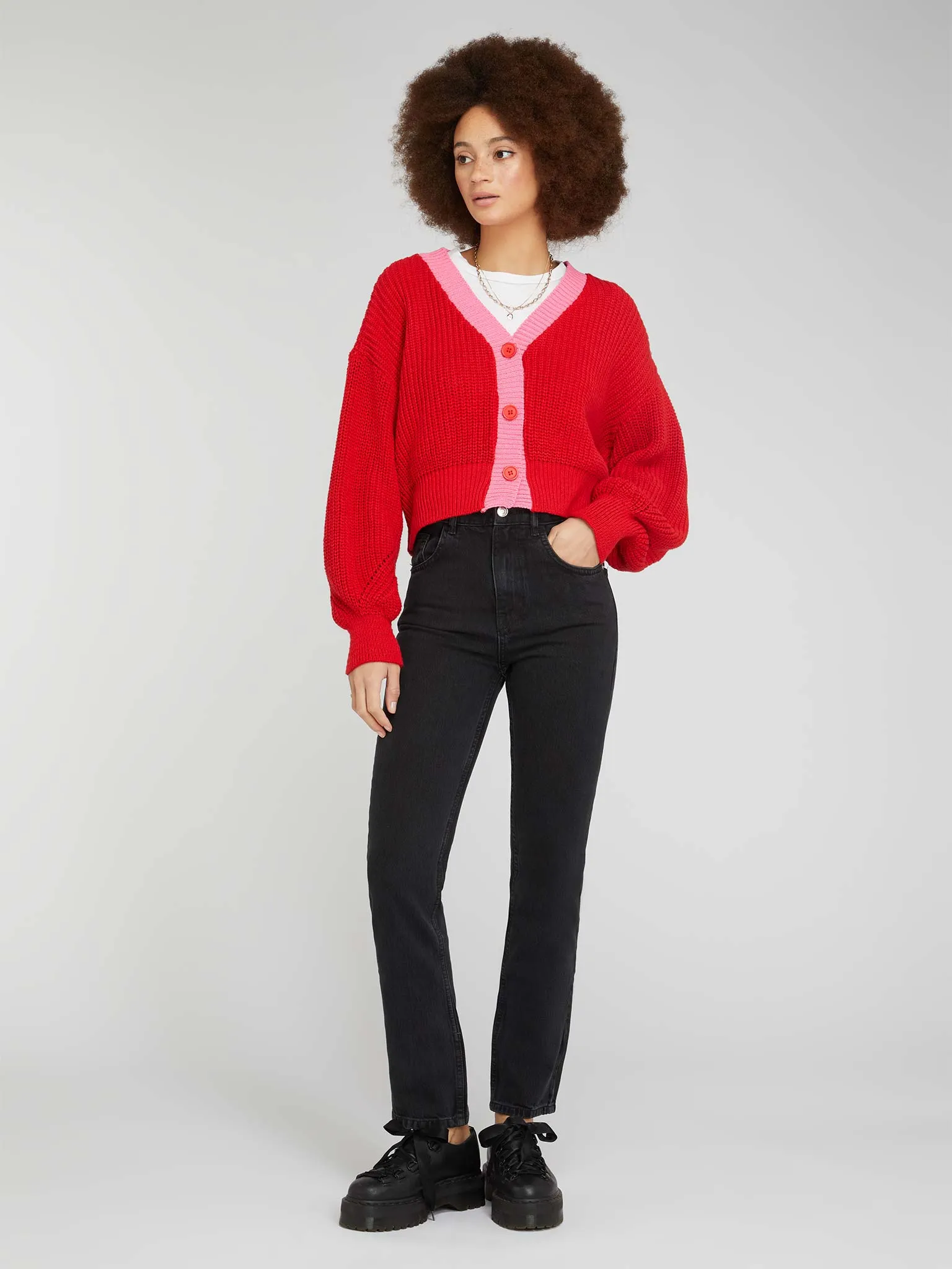 Marta High Rise Straight Jeans in Black sold by Omnes