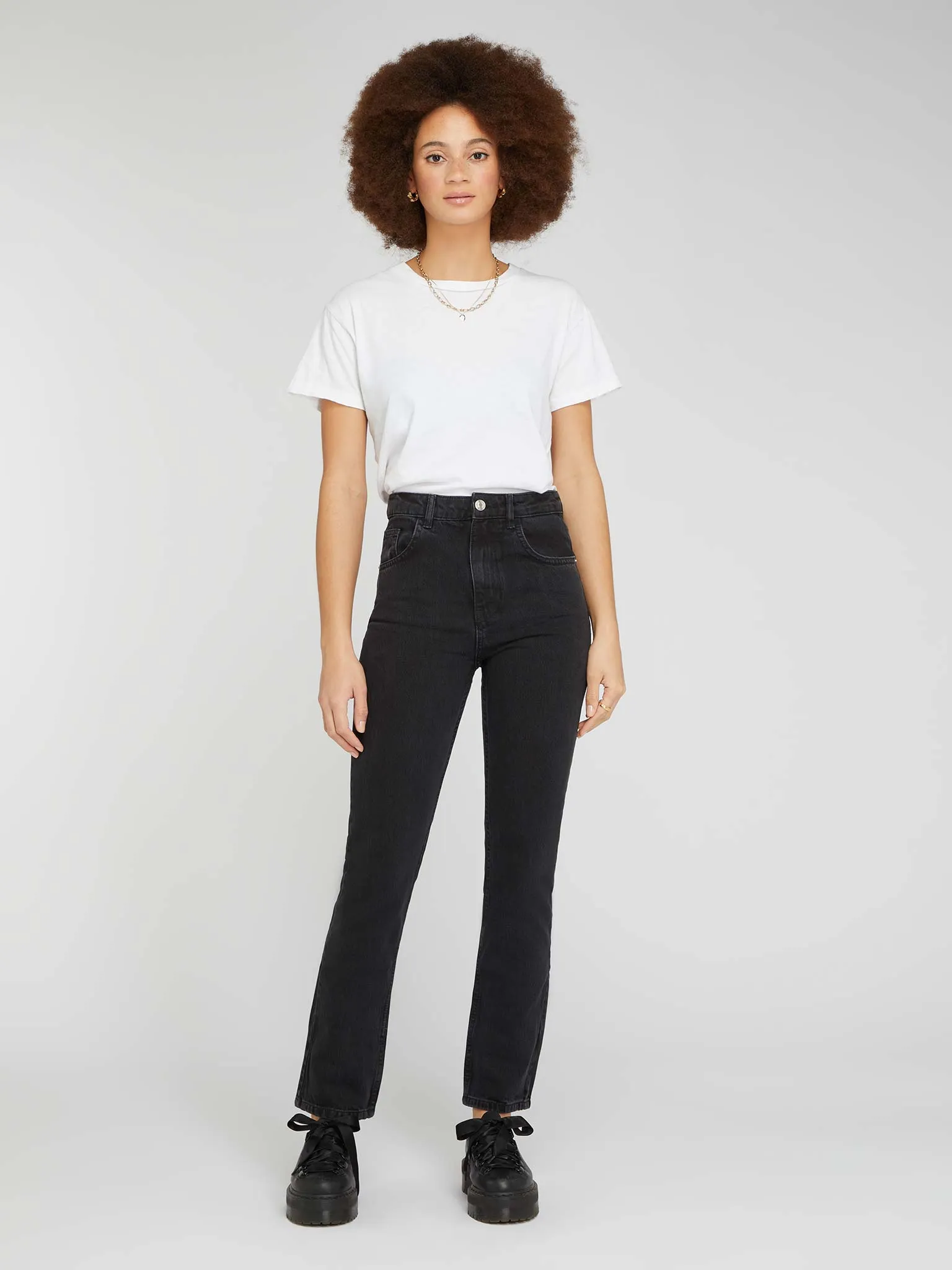 Marta High Rise Straight Jeans in Black sold by Omnes product image thumbnail 4