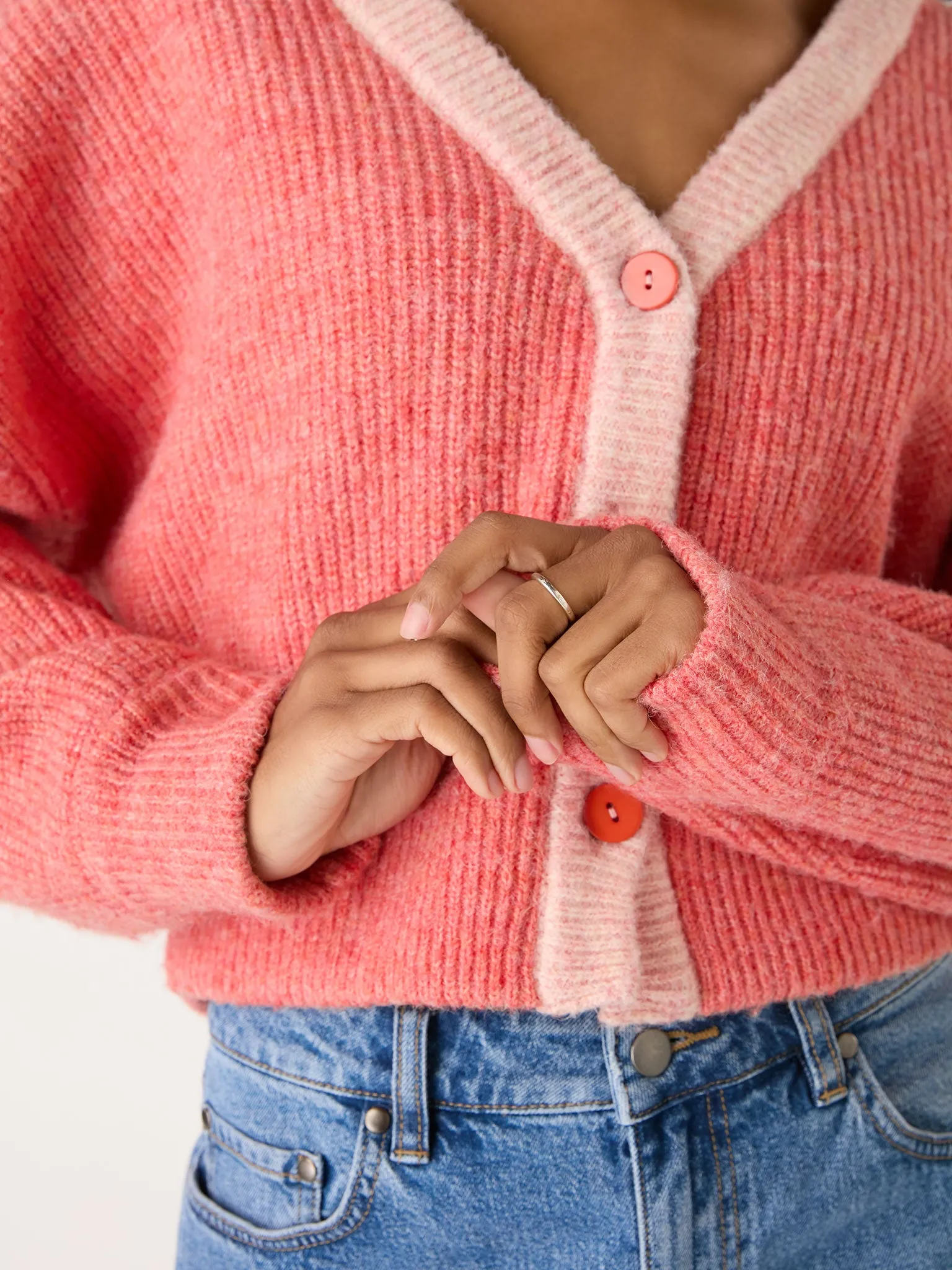 Hattie Colour Block Cardigan in Pink sold by Omnes product image thumbnail 5