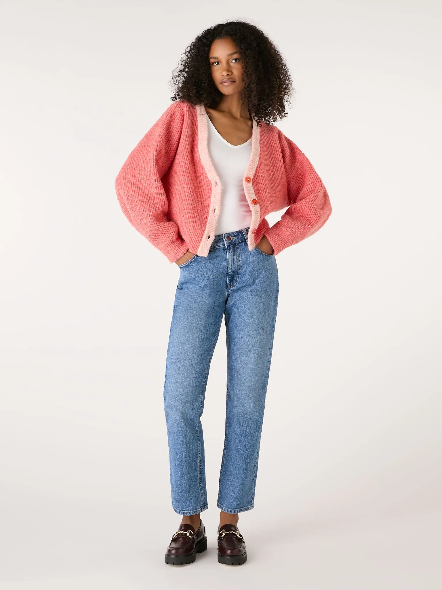 Hattie Colour Block Cardigan in Pink sold by Omnes product image thumbnail 2