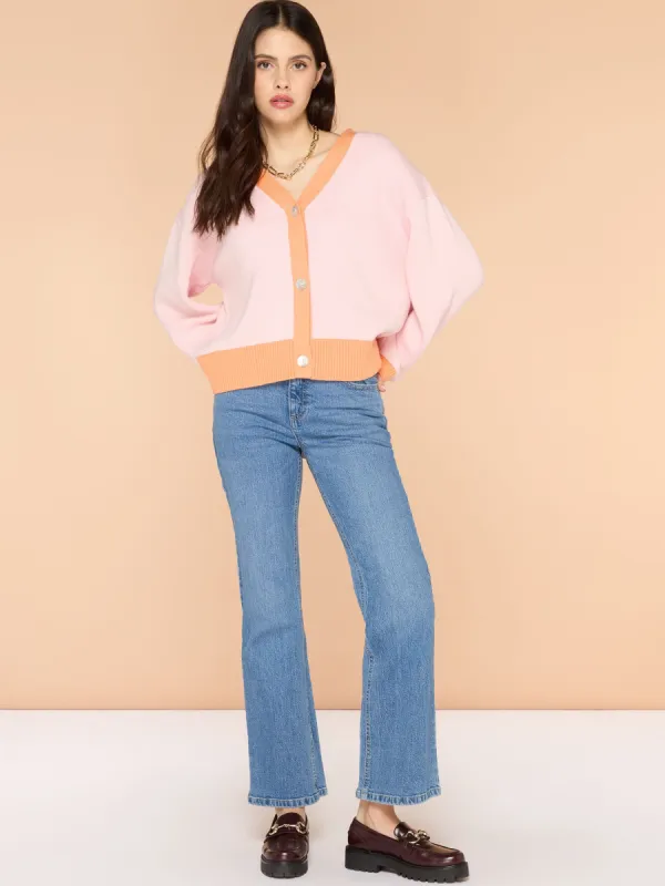 Kayla Knit Cardigan in Pale Pink and Orange sold by Omnes