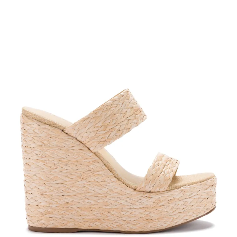 Pamela Wedge In Natural Raffia sold by Larroude
