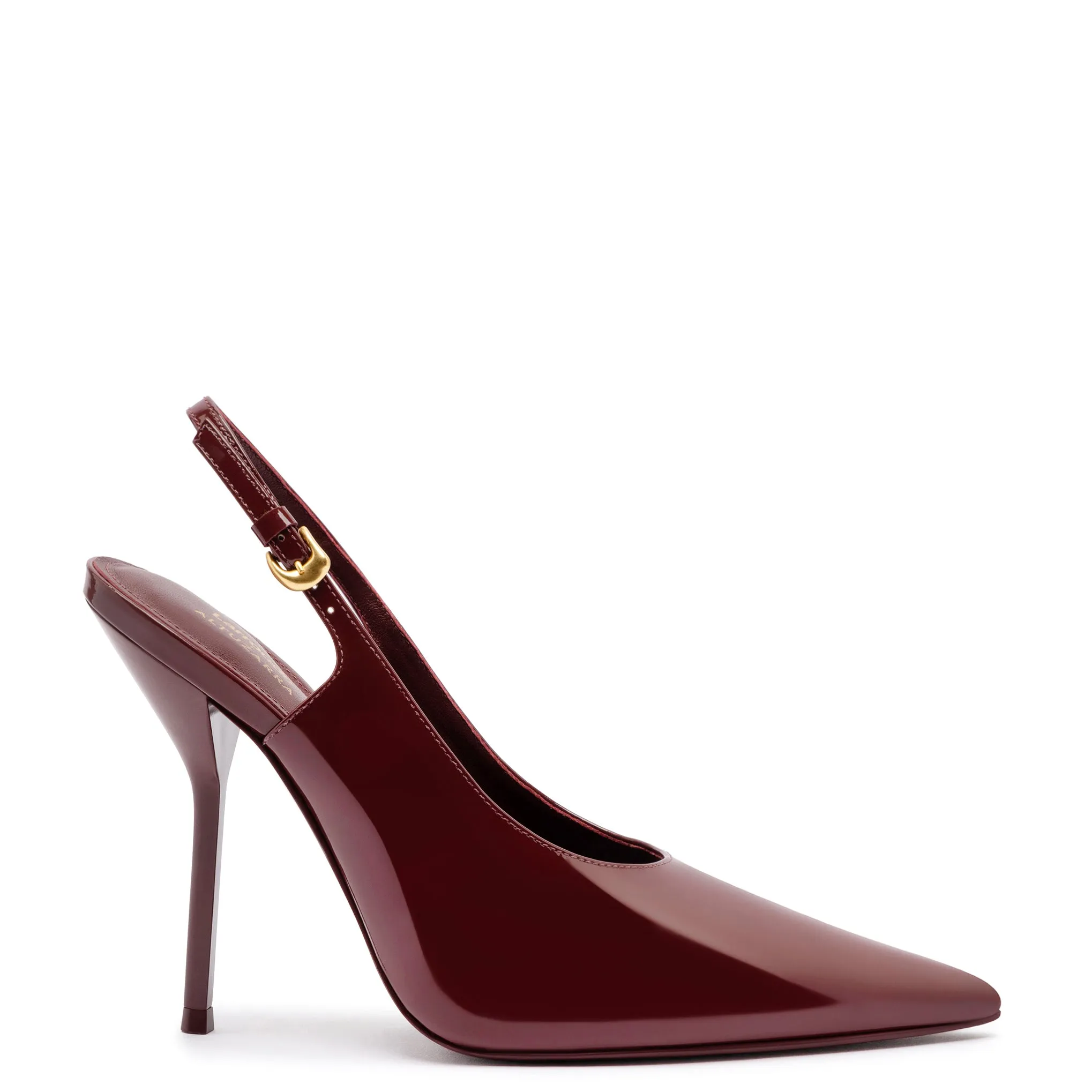 Larroudé x Altuzarra Pump In Burgundy Patent Leather sold by Larroude
