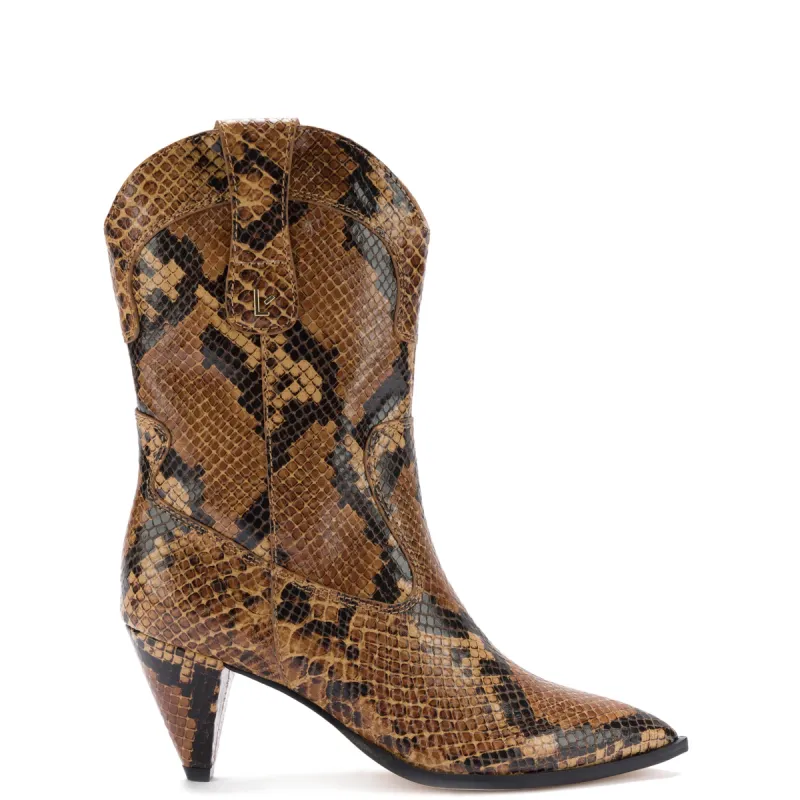 Thelma Boot In Tawny Stamped Leather sold by Larroude