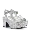 Miso Platform Strap Sandal In Silver Glitter sold by Larroude