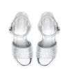 Miso Platform Strap Sandal In Silver Glitter sold by Larroude