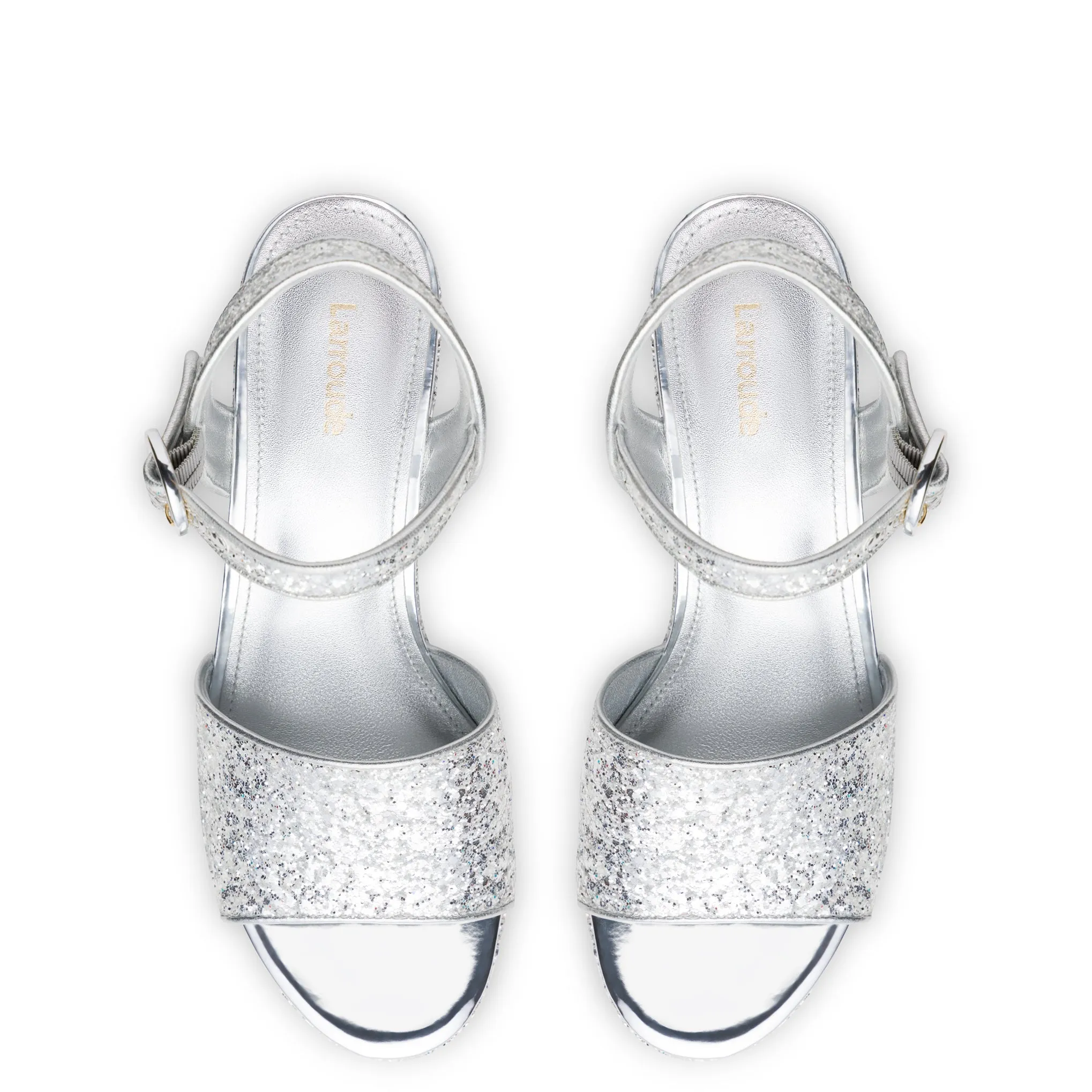 Miso Platform Strap Sandal In Silver Glitter sold by Larroude product image thumbnail 3