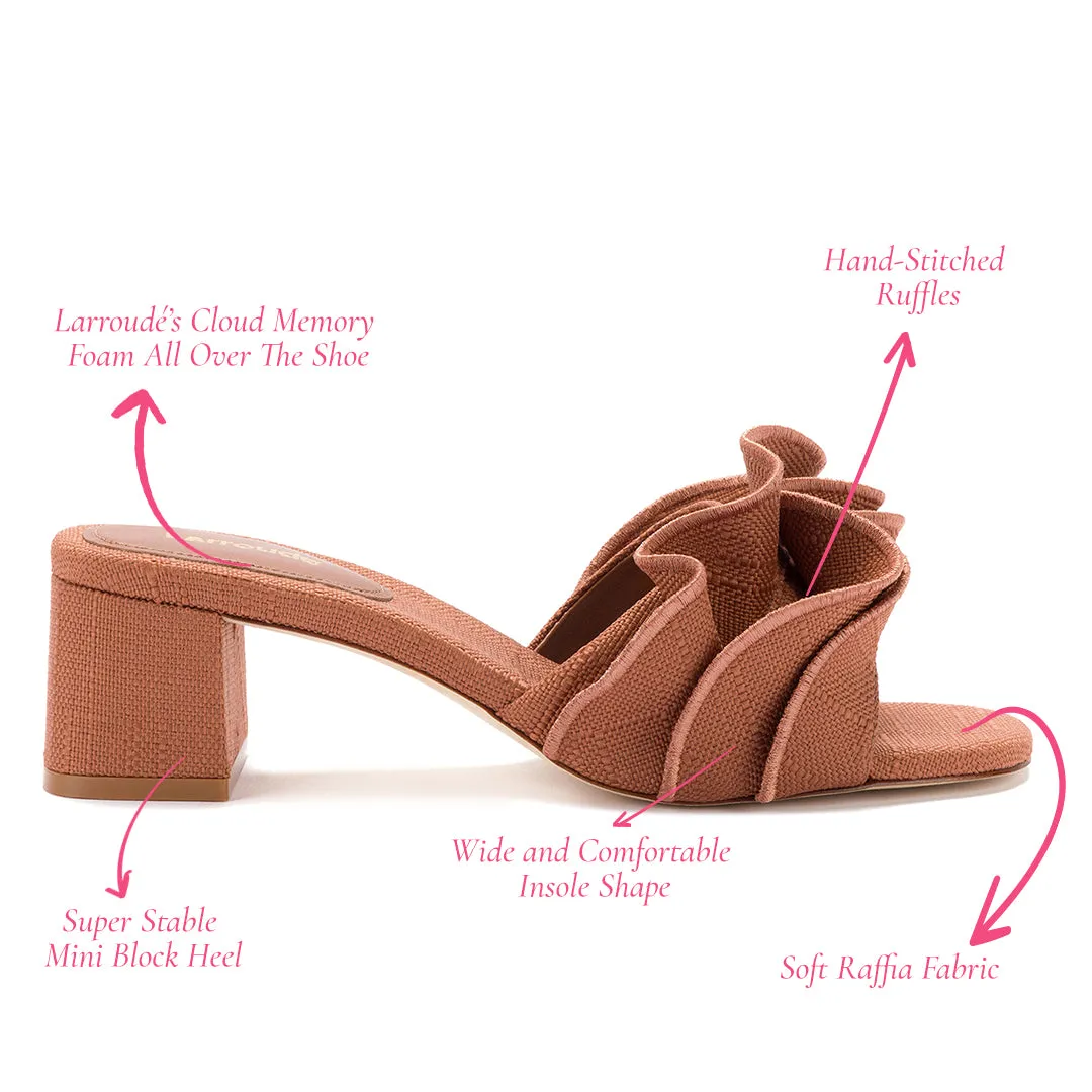 Brigitte Ruffle Mule In Caramel Raffia sold by Larroude product image thumbnail 5