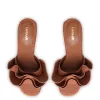 Brigitte Ruffle Mule In Caramel Raffia sold by Larroude