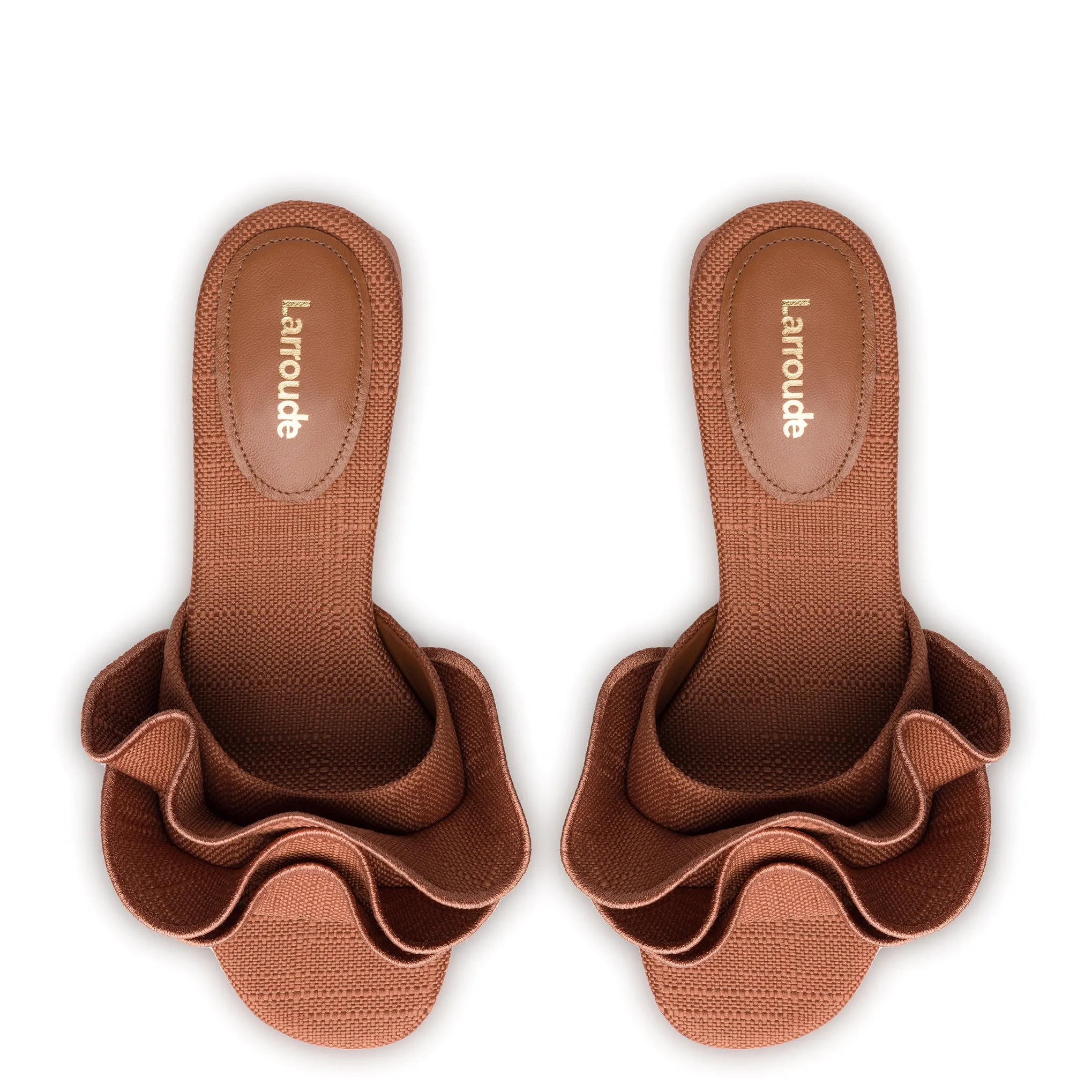 Brigitte Ruffle Mule In Caramel Raffia sold by Larroude product image thumbnail 3