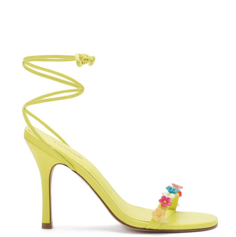 Goldie Sandal In Lemon Leather sold by Larroude