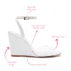 Yves Wedge In White Patent Leather and Vinyl sold by Larroude