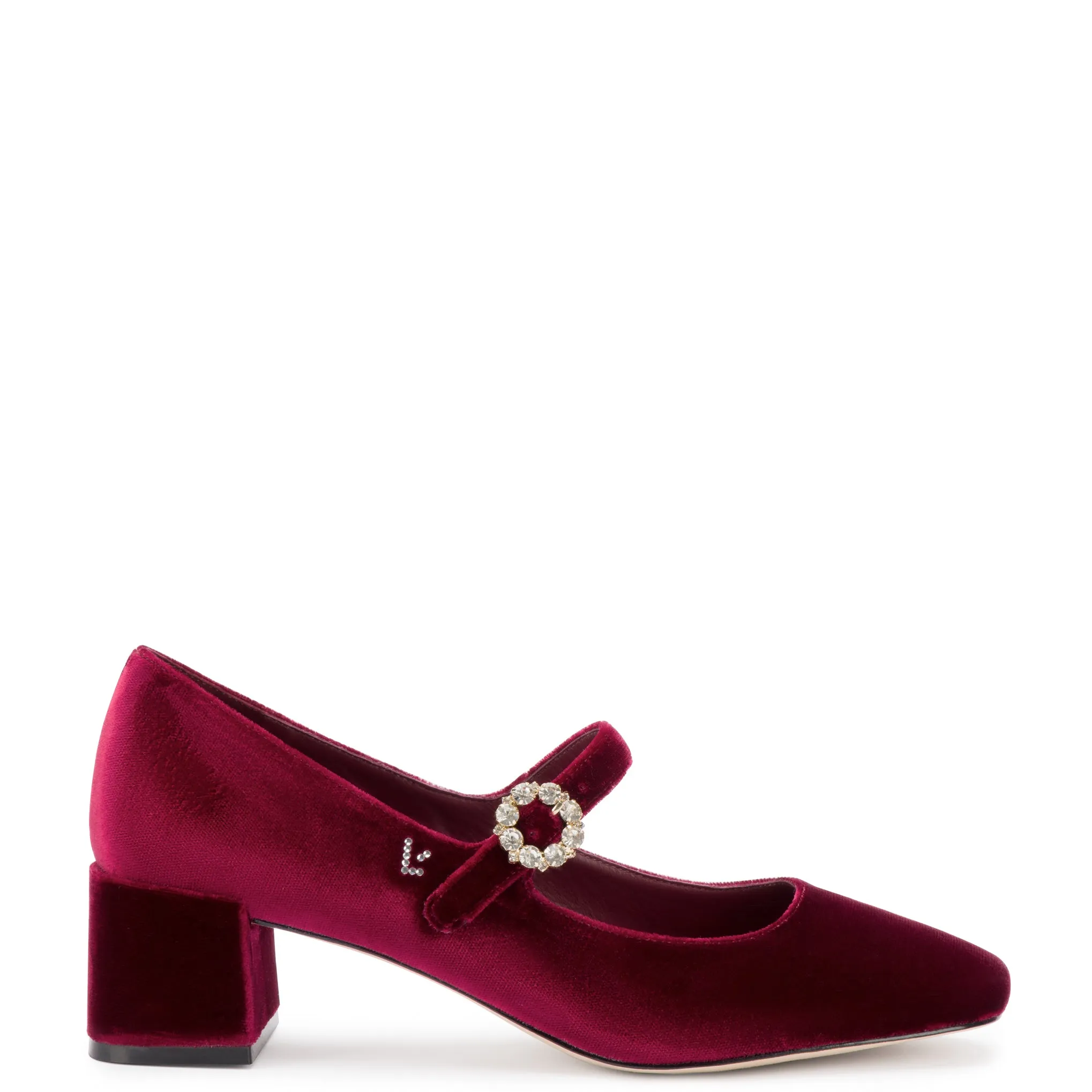 Blair Block Pump In Wine Velvet sold by Larroude