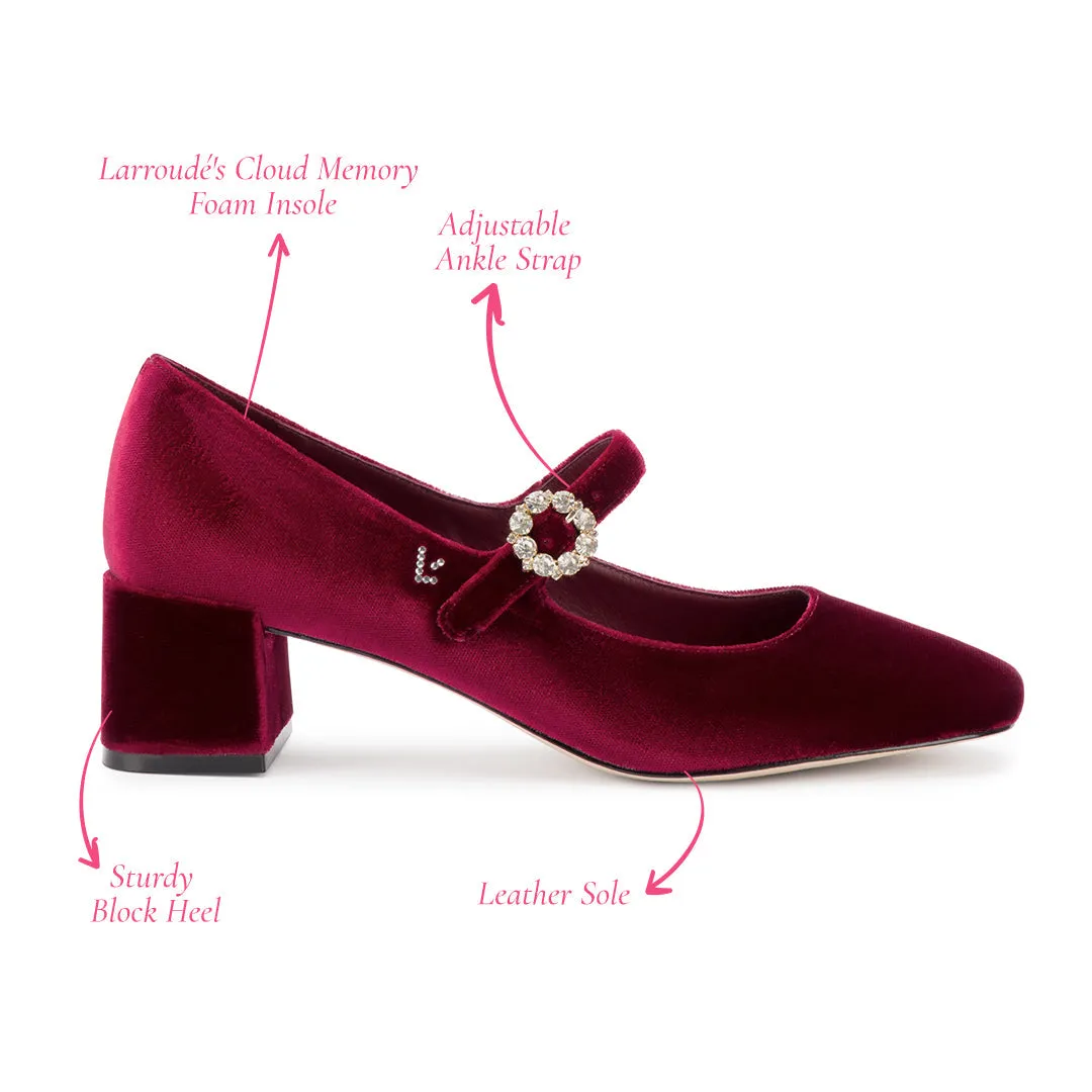 Blair Block Pump In Wine Velvet sold by Larroude product image thumbnail 5