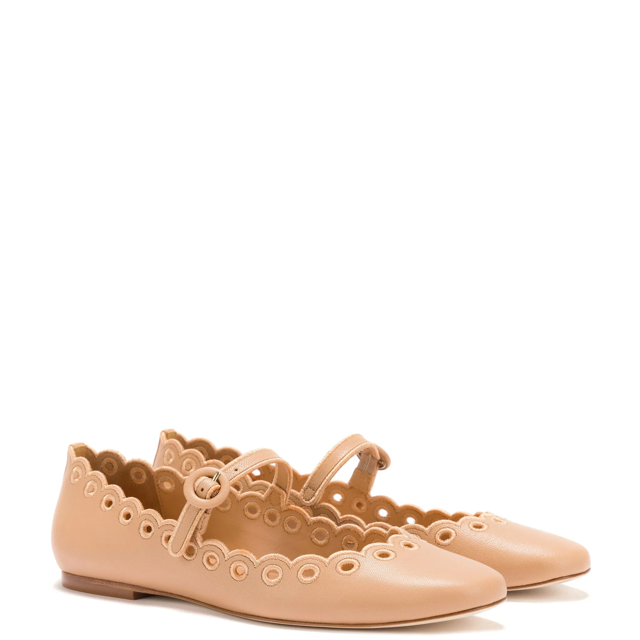 Blair Broderie Ballet Flat In Tan Leather sold by Larroude product image thumbnail 2