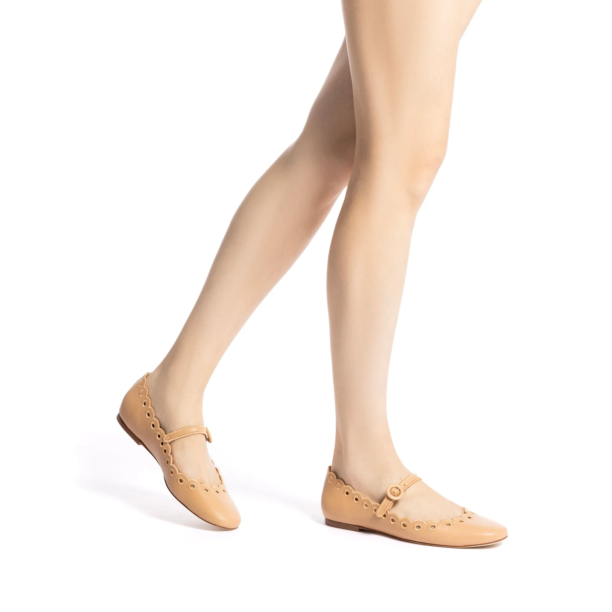 Blair Broderie Ballet Flat In Tan Leather sold by Larroude product image thumbnail 4