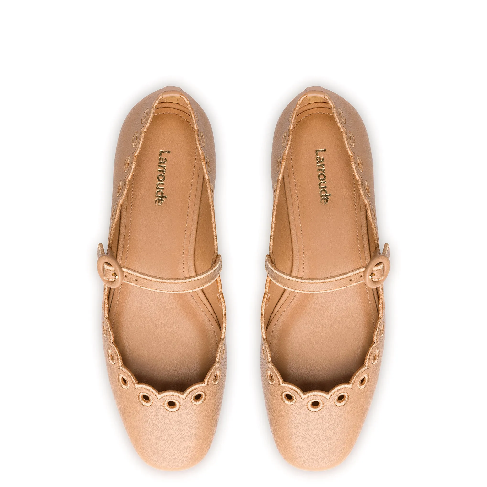 Blair Broderie Ballet Flat In Tan Leather sold by Larroude product image thumbnail 3