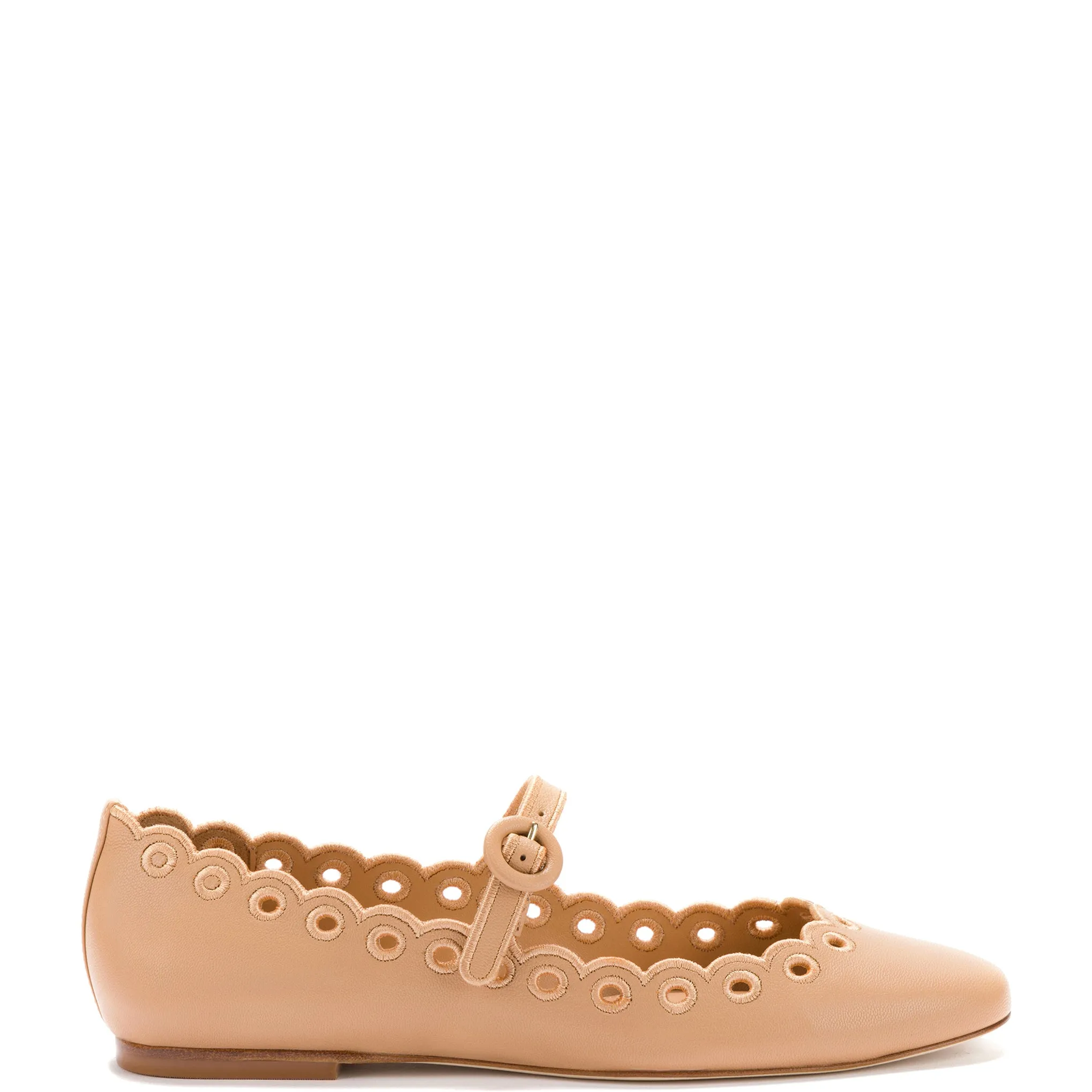 Blair Broderie Ballet Flat In Tan Leather sold by Larroude
