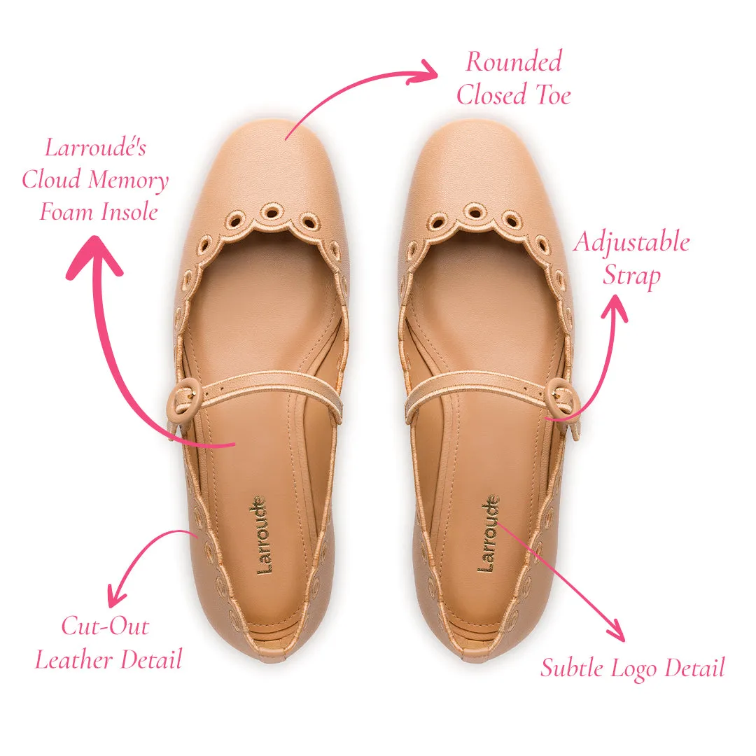 Blair Broderie Ballet Flat In Tan Leather sold by Larroude product image thumbnail 5