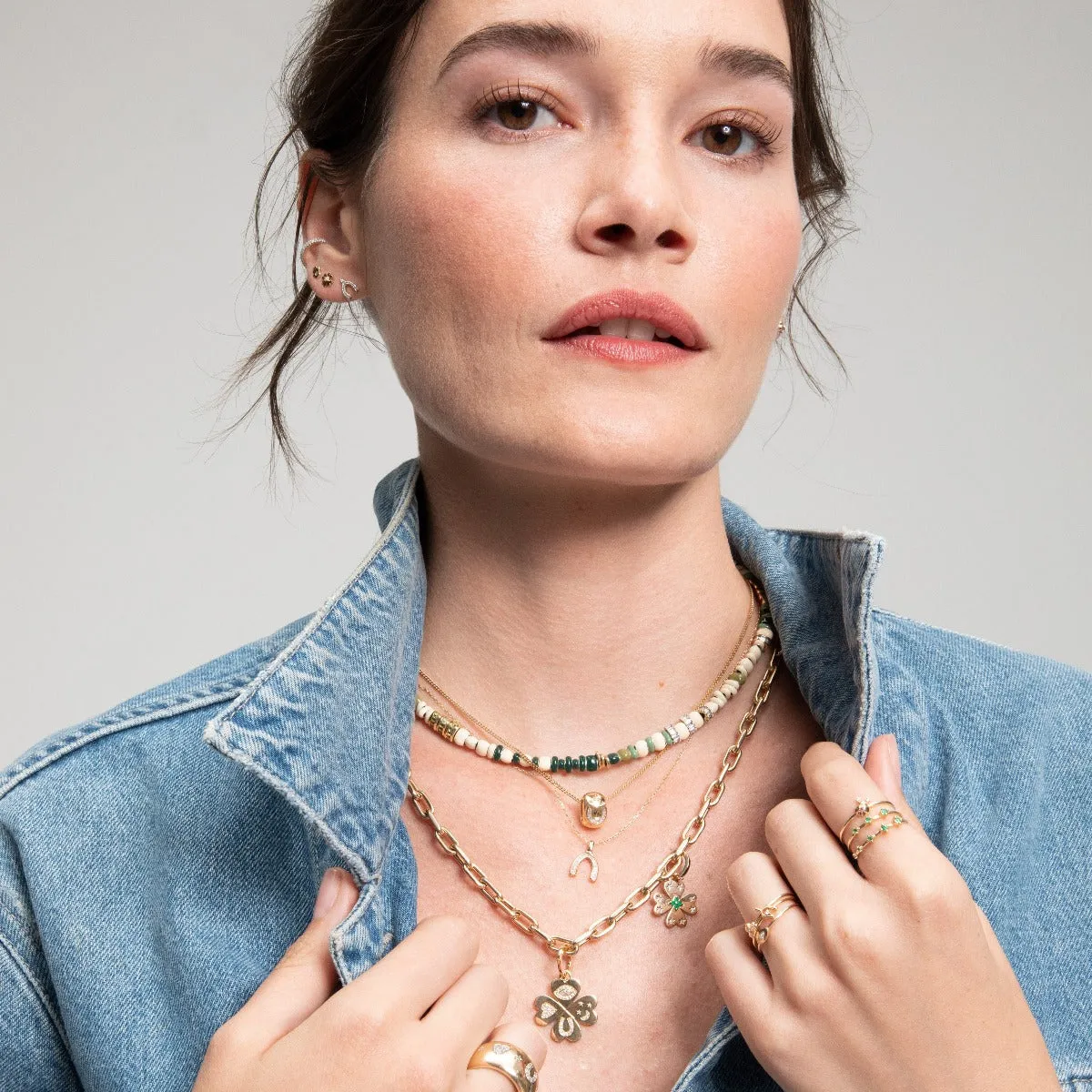 Emerald + Diamond Clover Hinged Charm sold by Larroude product image thumbnail 2