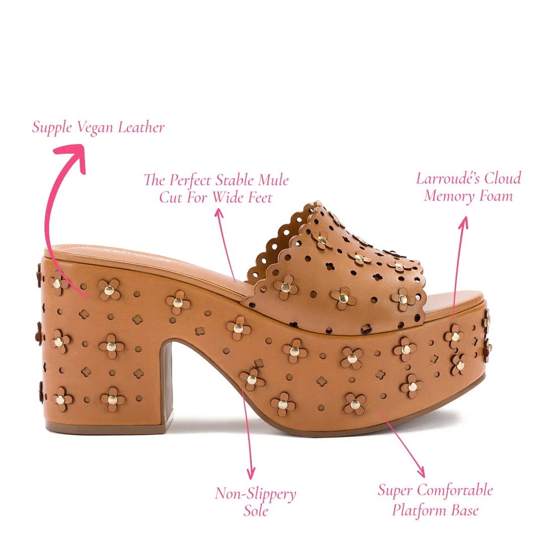 Miso Platform Sandal In Biscuit Leather sold by Larroude product image thumbnail 5