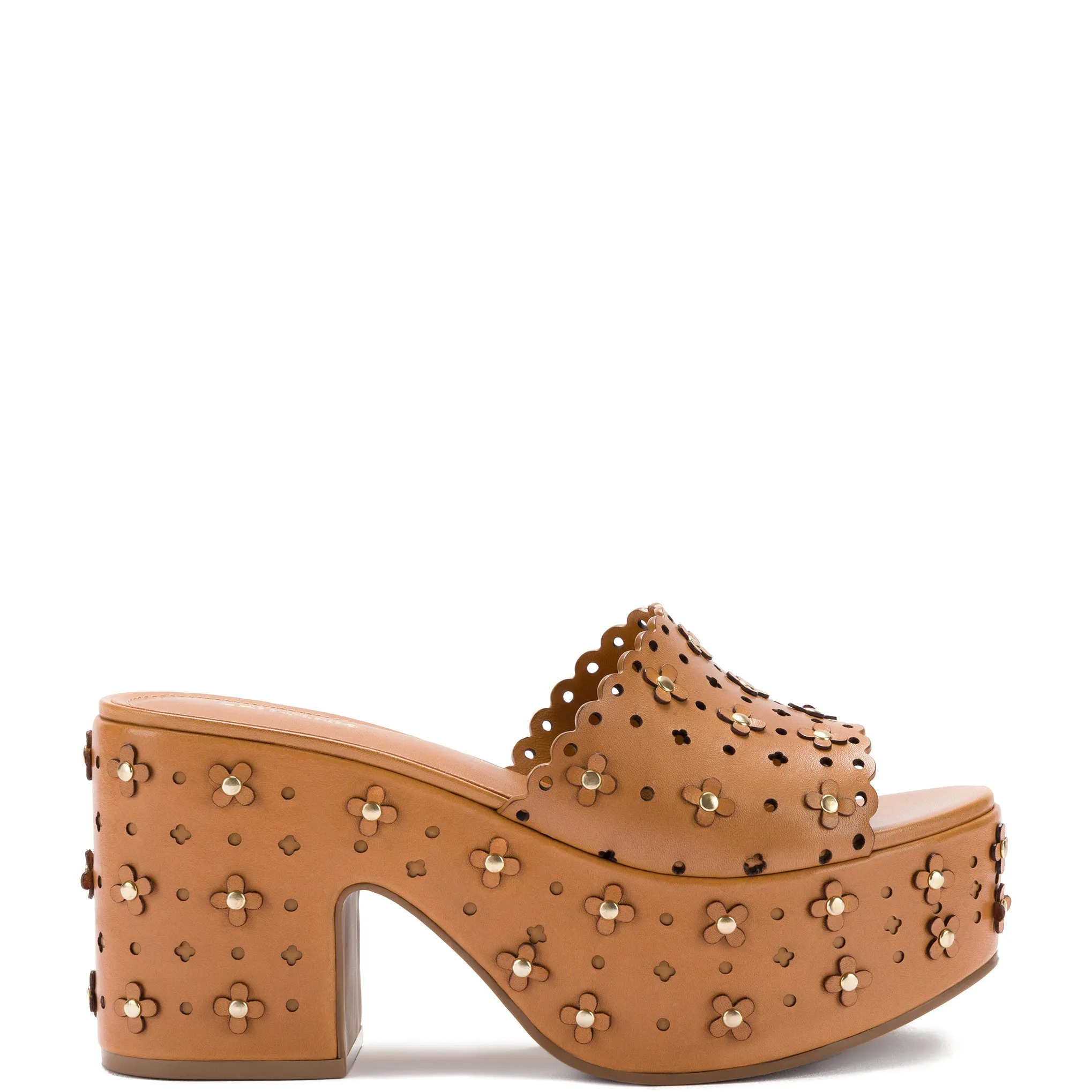 Miso Platform Sandal In Biscuit Leather sold by Larroude