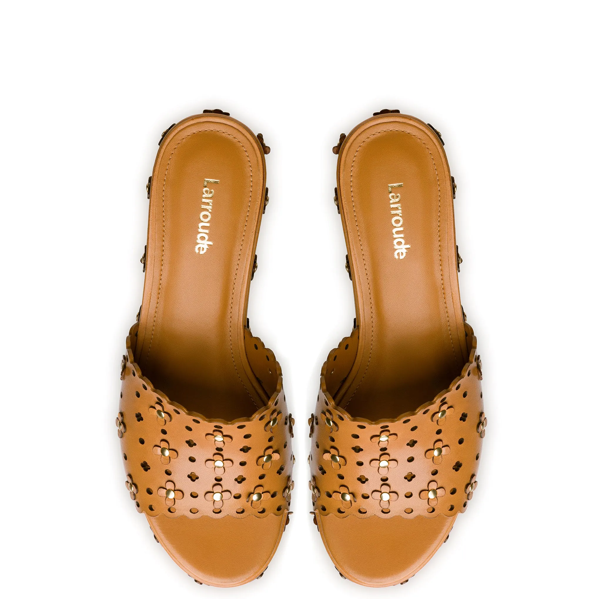 Miso Platform Sandal In Biscuit Leather sold by Larroude product image thumbnail 3