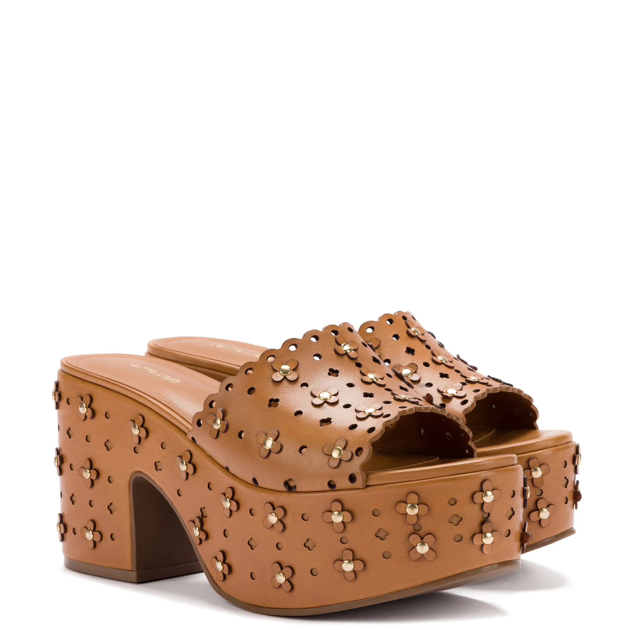 Miso Platform Sandal In Biscuit Leather sold by Larroude product image thumbnail 2