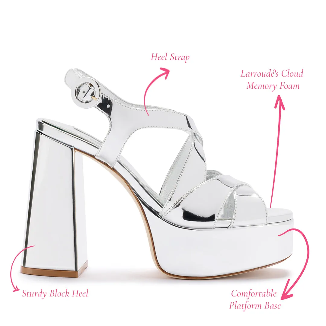 Bee Sandal In Silver Specchio sold by Larroude product image thumbnail 5