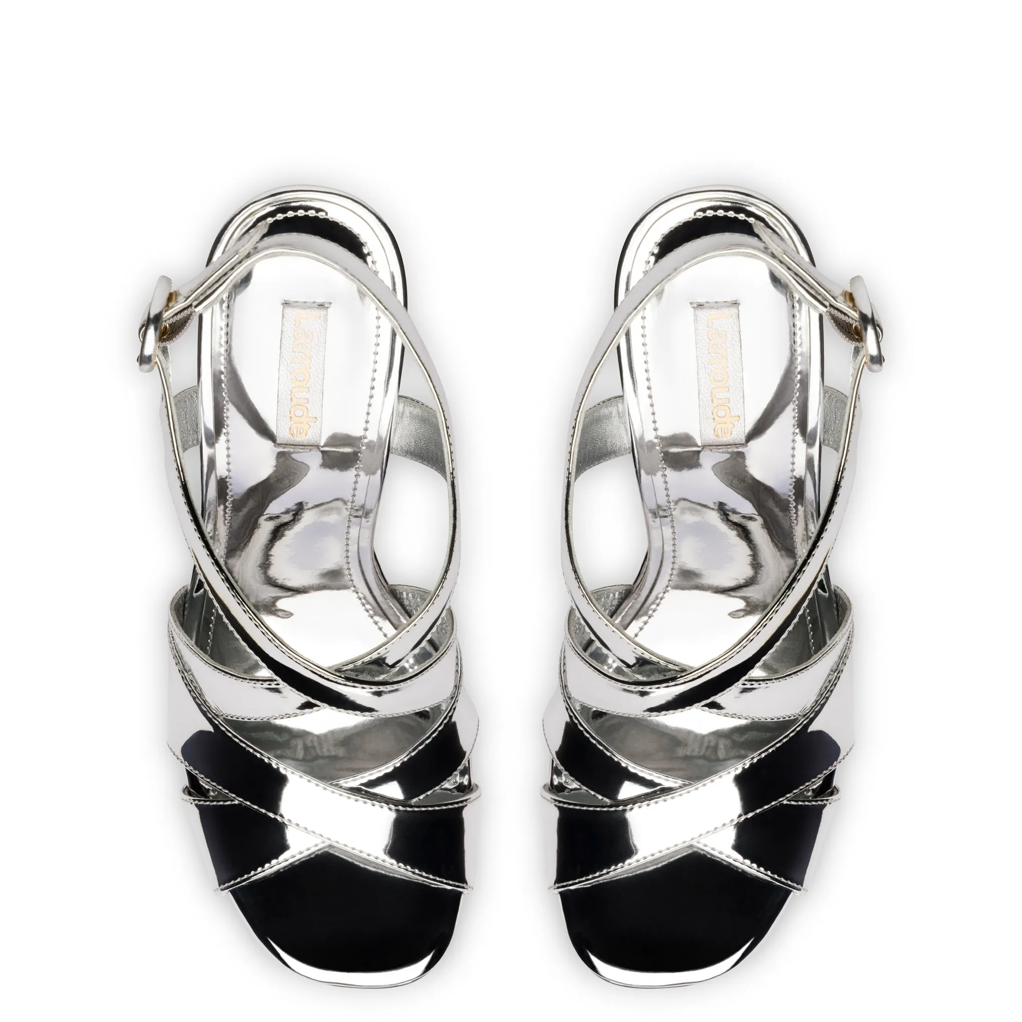 Bee Sandal In Silver Specchio sold by Larroude product image thumbnail 3