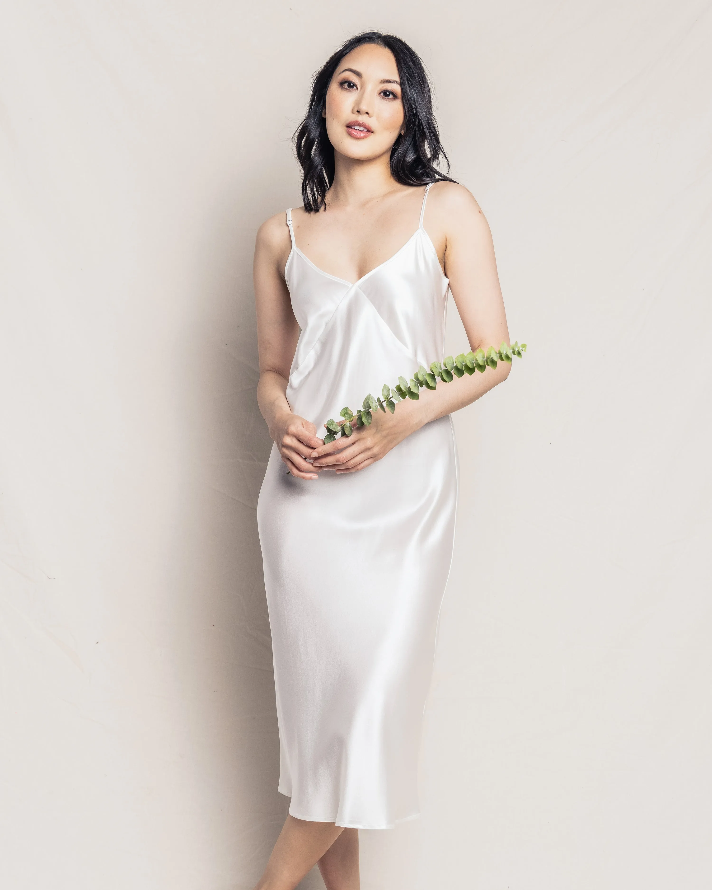 Women's Silk Cosette Nightgown in White sold by Larroude product image thumbnail 2