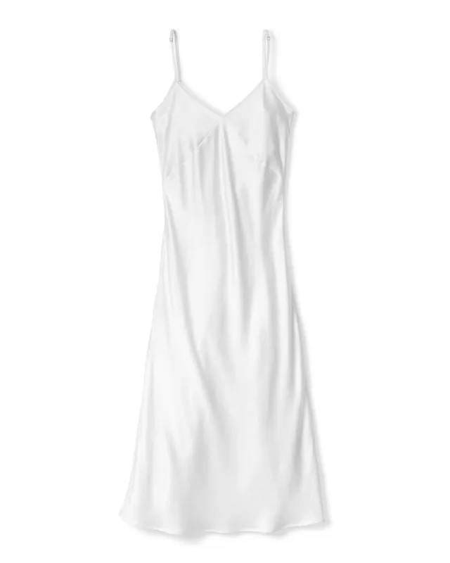 Women's Silk Cosette Nightgown in White sold by Larroude