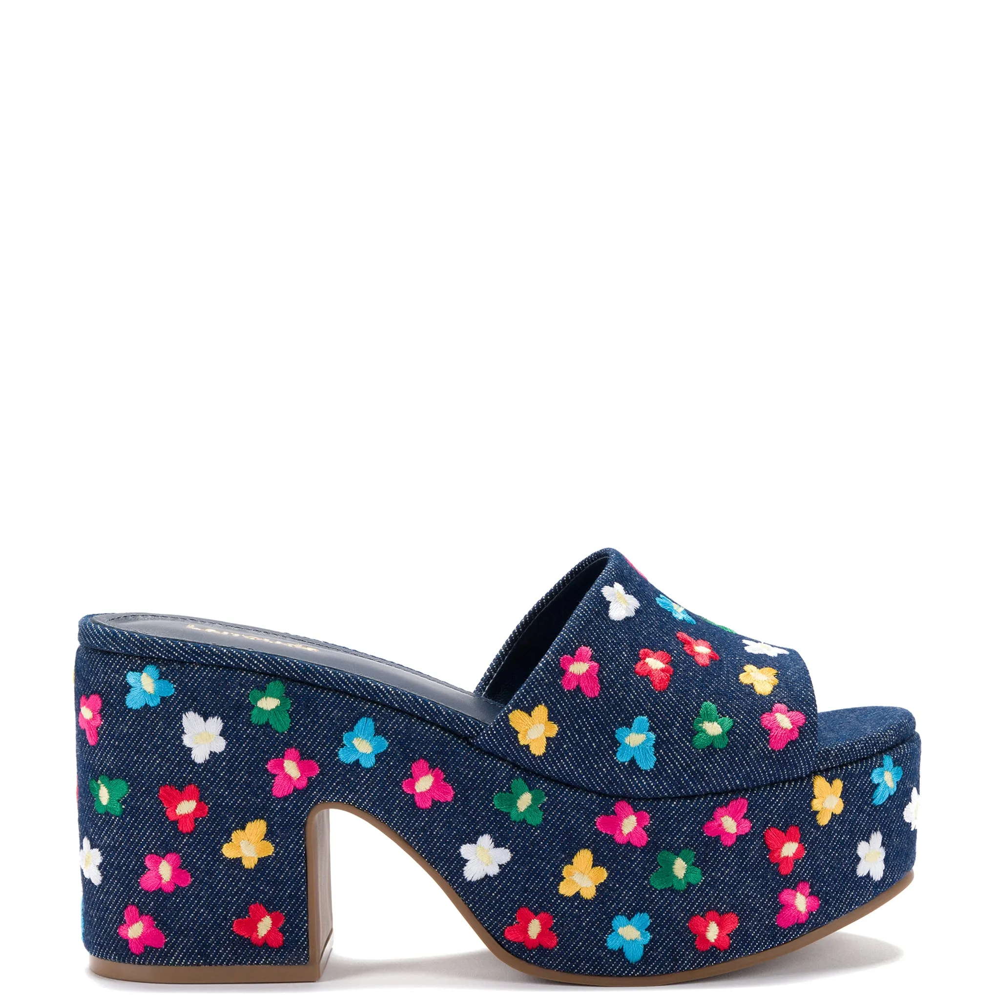 Miso Platform Sandal In Deep Blue Denim sold by Larroude