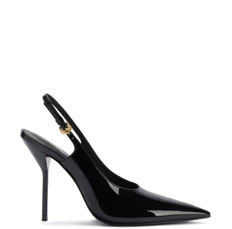 Larroudé x Altuzarra Pump In Black Patent Leather sold by Larroude