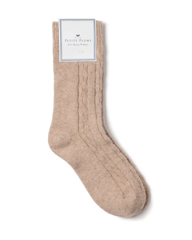 100% Cashmere Women's Socks in Beige sold by Larroude