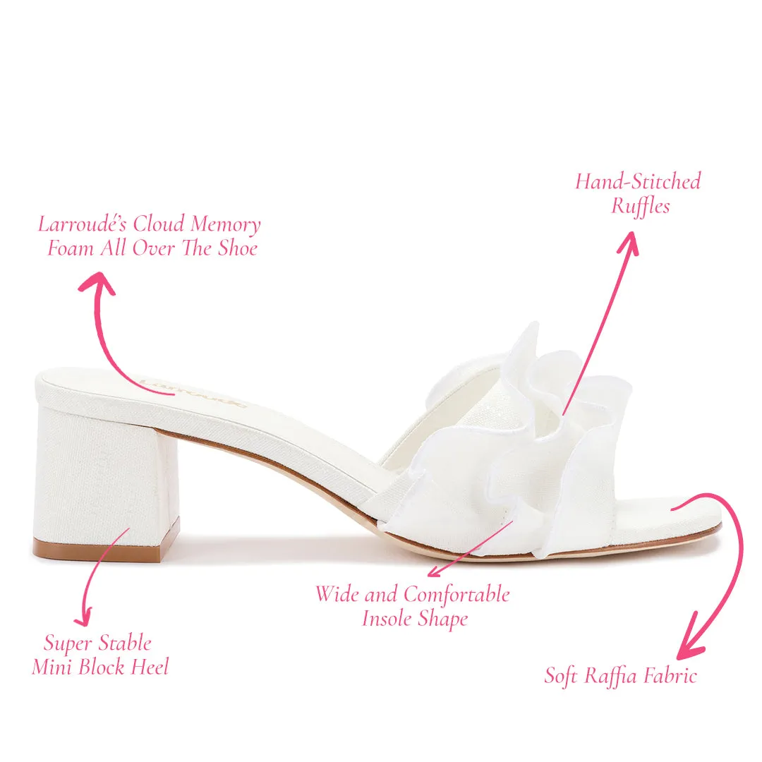 Brigitte Ruffle Mule In White Raffia sold by Larroude product image thumbnail 5