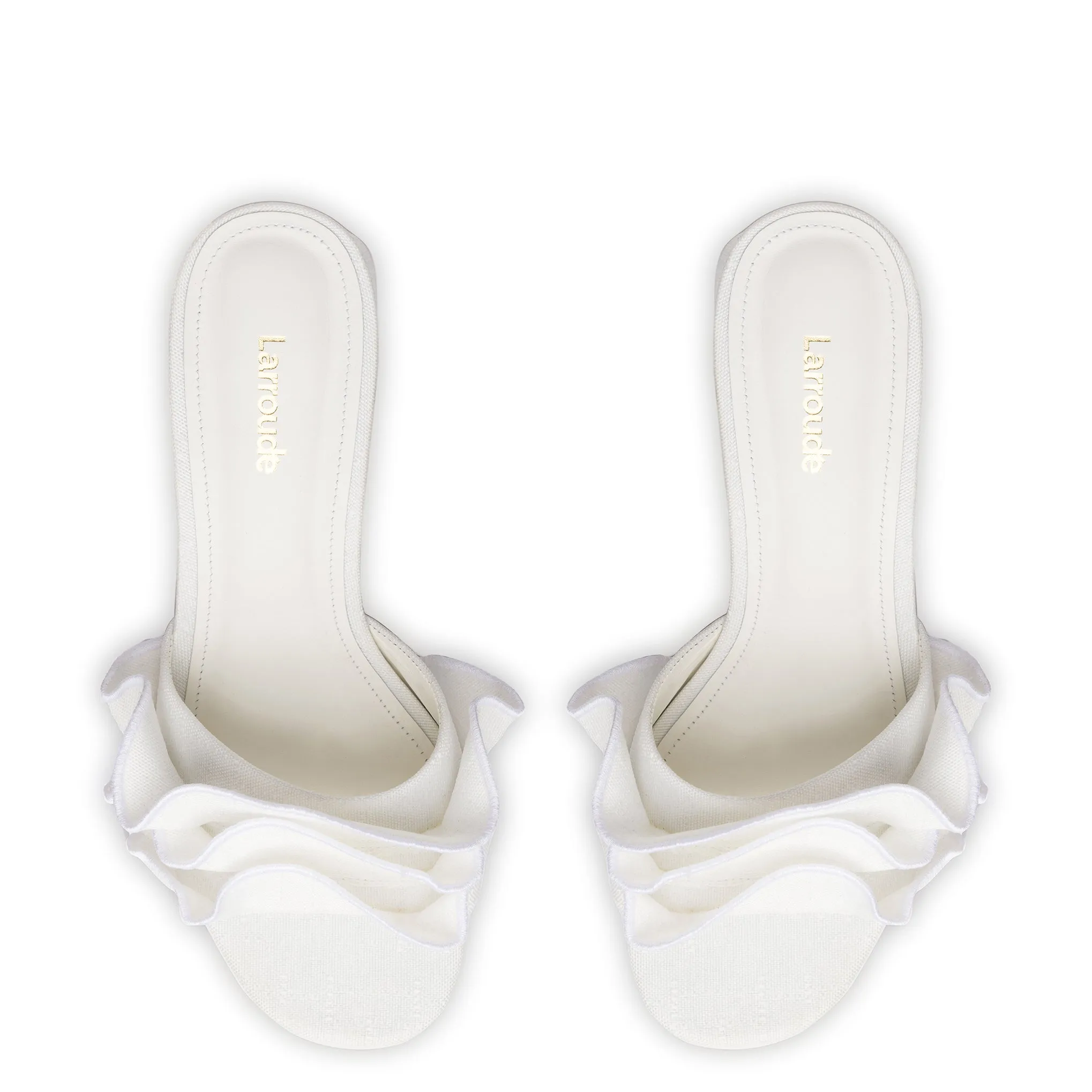 Brigitte Ruffle Mule In White Raffia sold by Larroude product image thumbnail 3