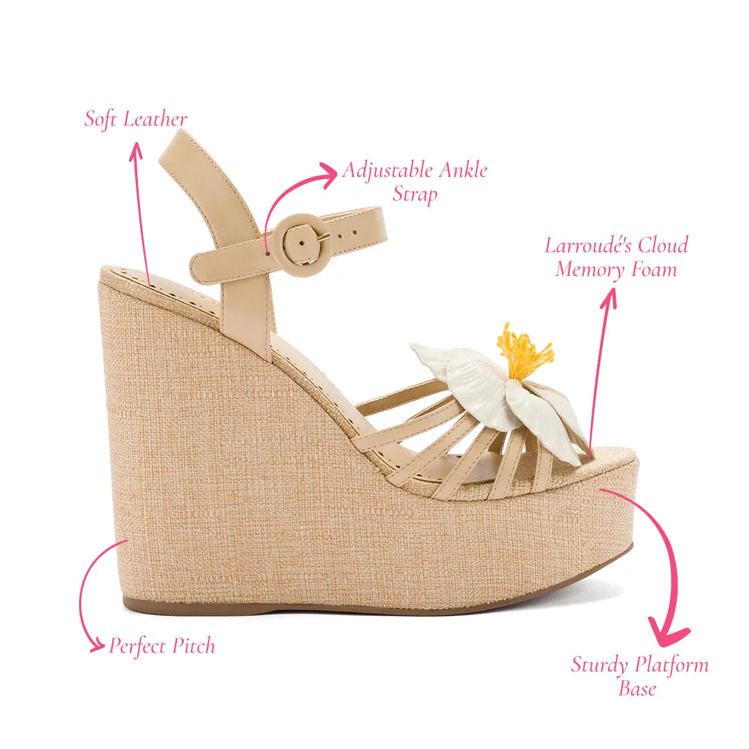 Magnolia Wedge In Ivory Leather sold by Larroude product image thumbnail 5