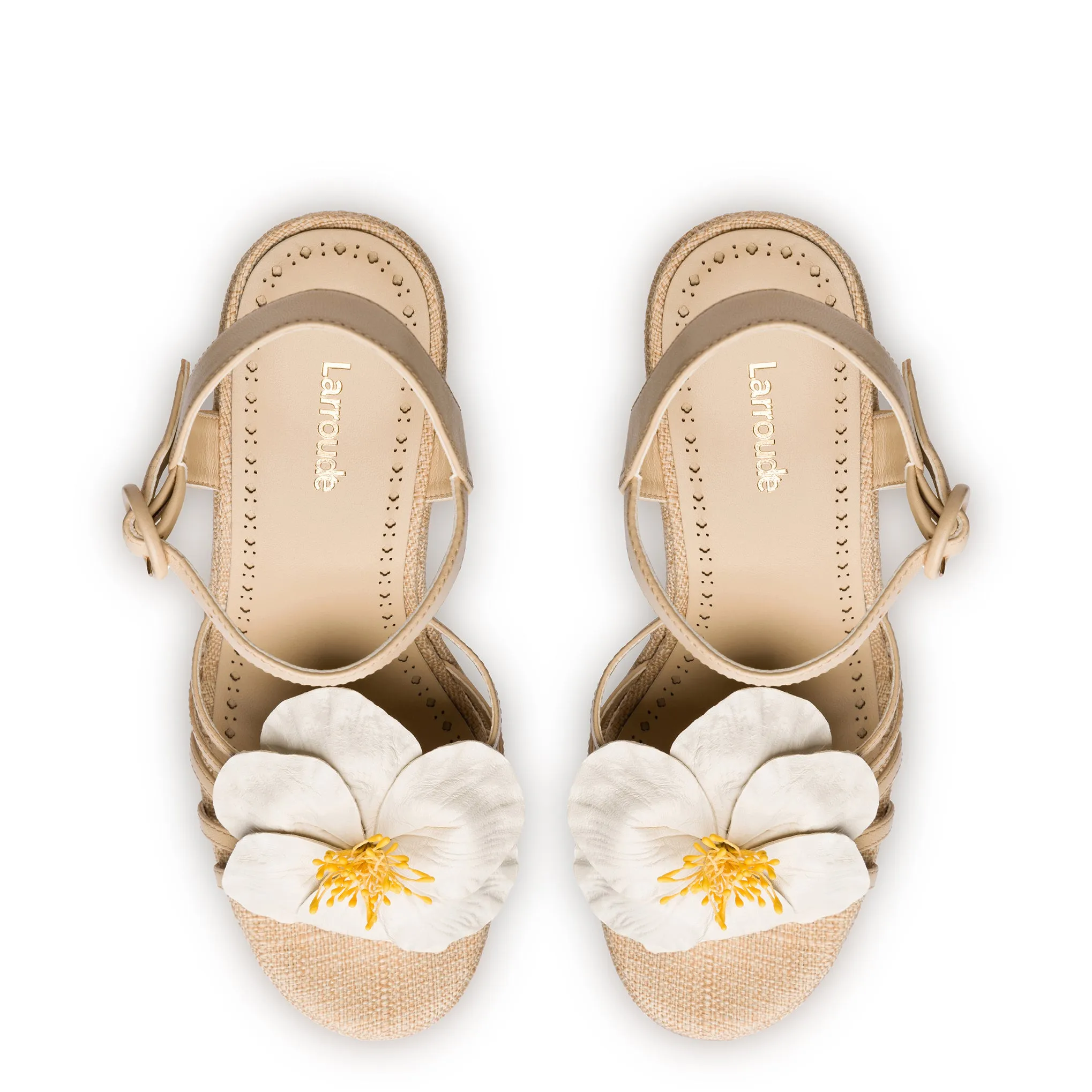 Magnolia Wedge In Ivory Leather sold by Larroude product image thumbnail 3
