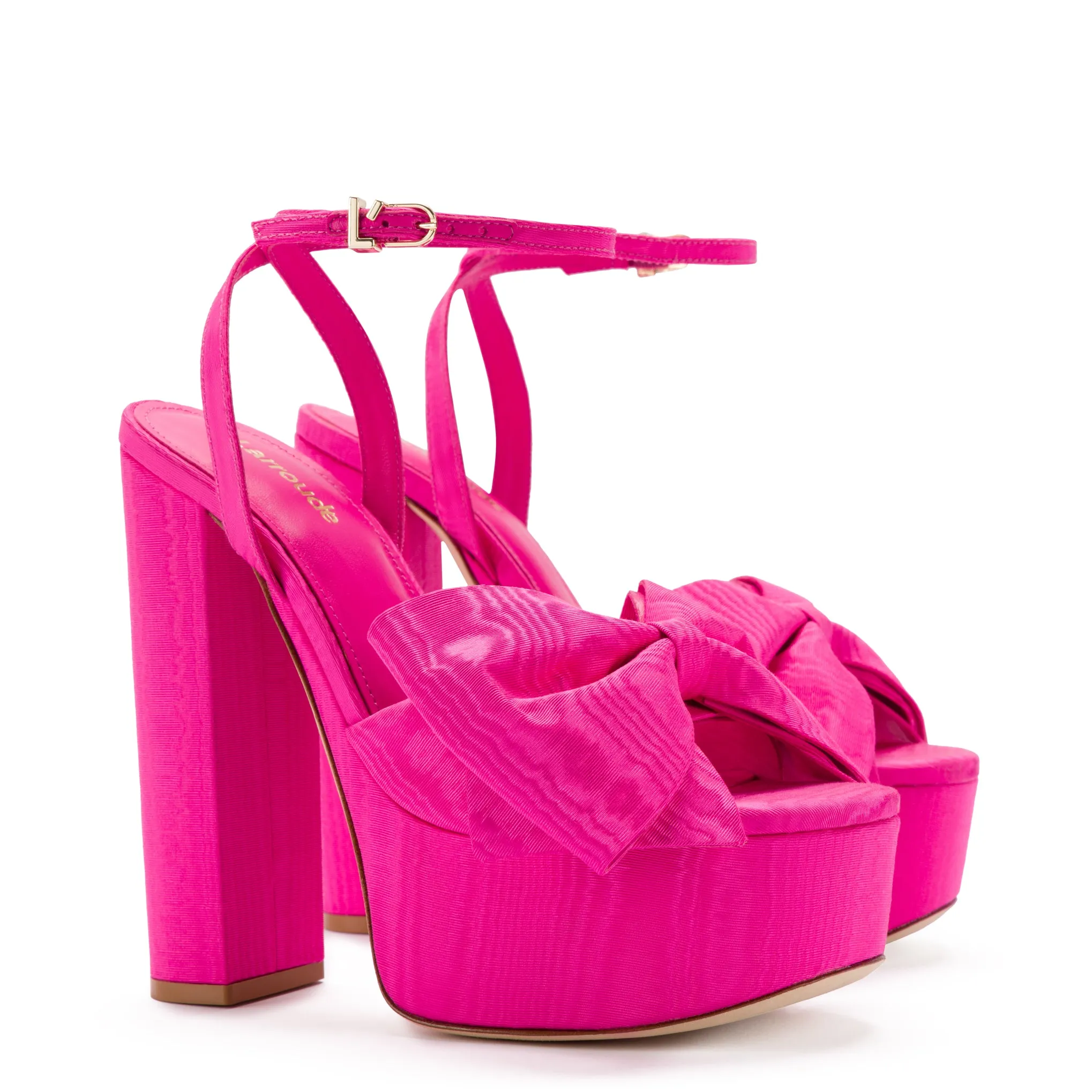 Elle Platform Sandal In Magenta Fabric sold by Larroude product image thumbnail 2