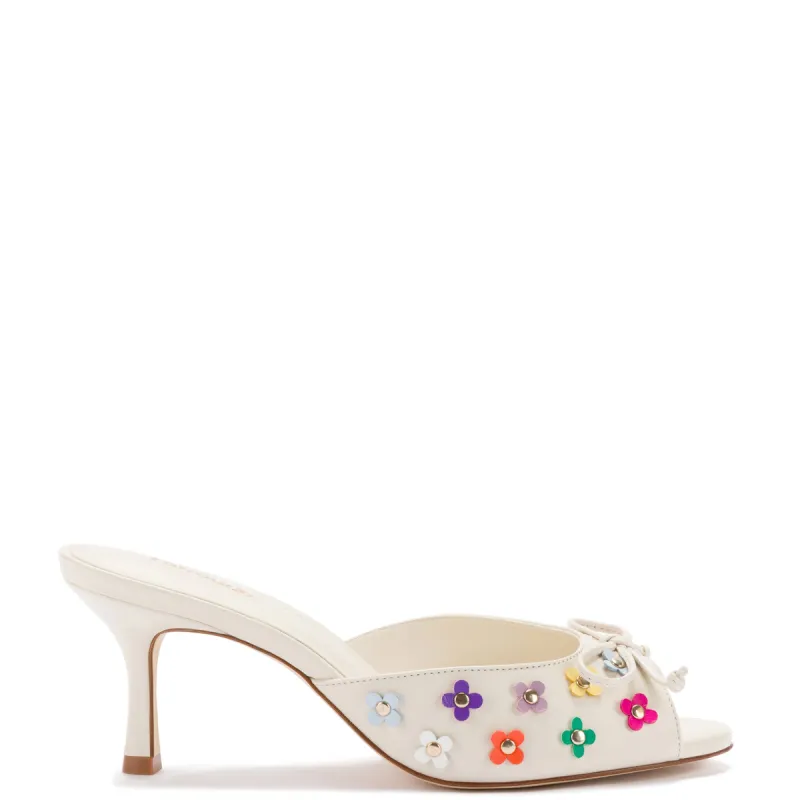 Jasmine Mule In Ivory and Multicolor Leather sold by Larroude