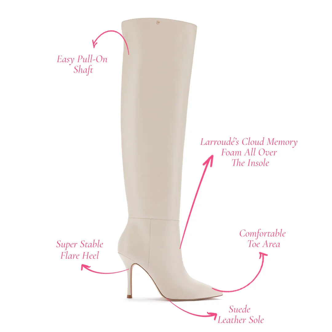 Kate Hi Boot In Ivory Leather sold by Larroude product image thumbnail 5