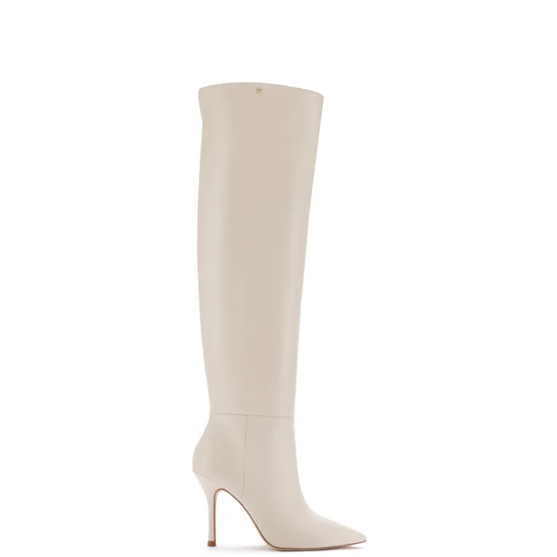 Kate Hi Boot In Ivory Leather sold by Larroude