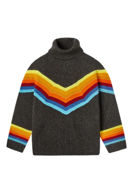 OVERSIZED TURTLENECK RAINBOW CHEVRON SWEATER sold by Larroude