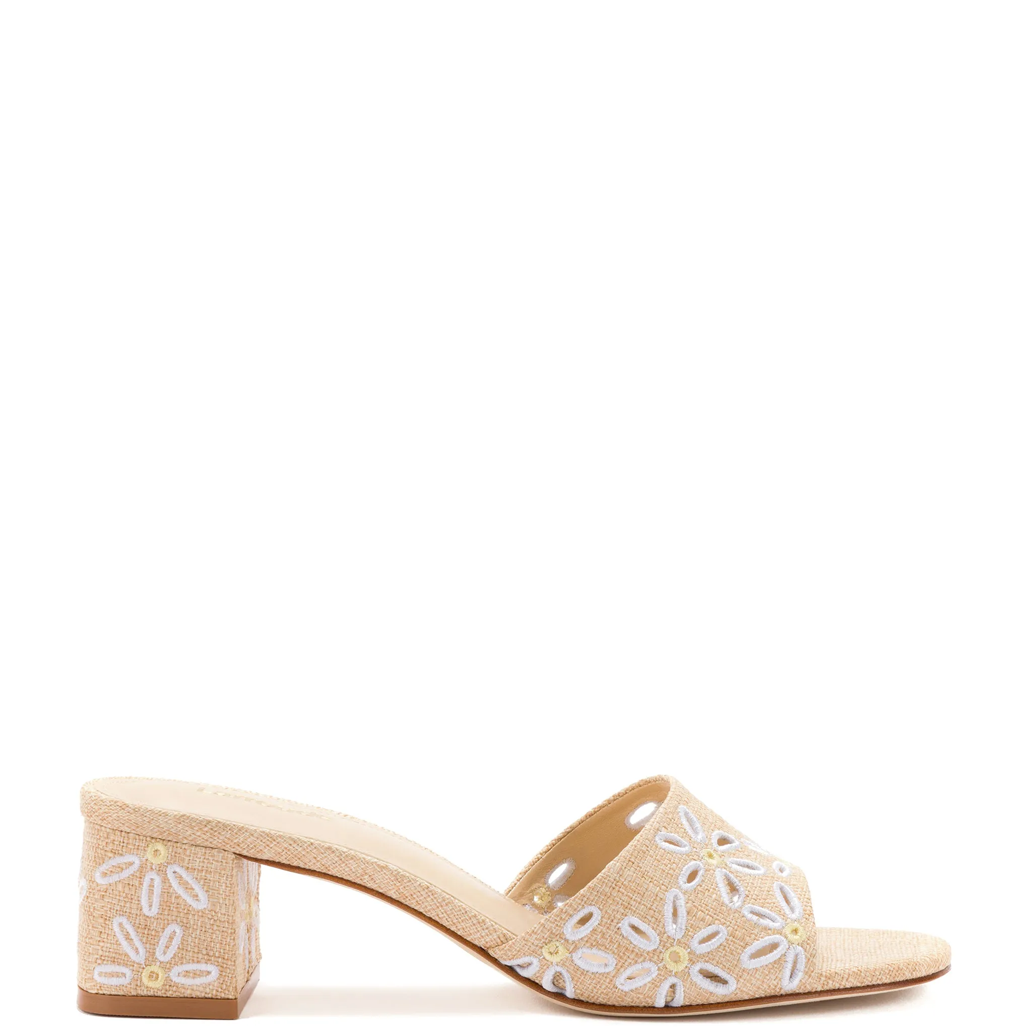 Brigitte Mule In Beige Raffia sold by Larroude