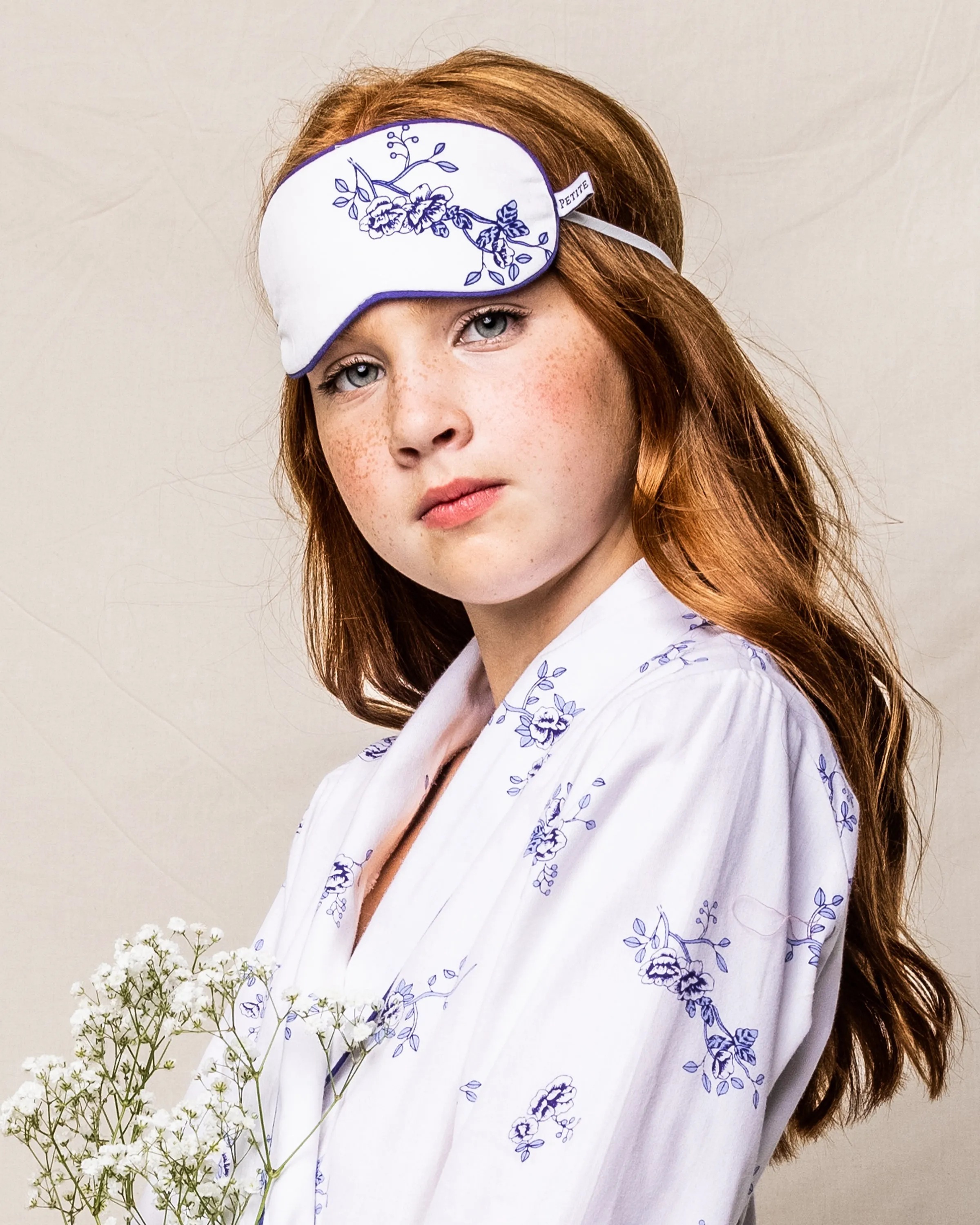 Kid's Twill Robe in Indigo Floral sold by Larroude product image thumbnail 3